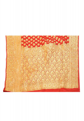 Golden stone work indian wedding saree