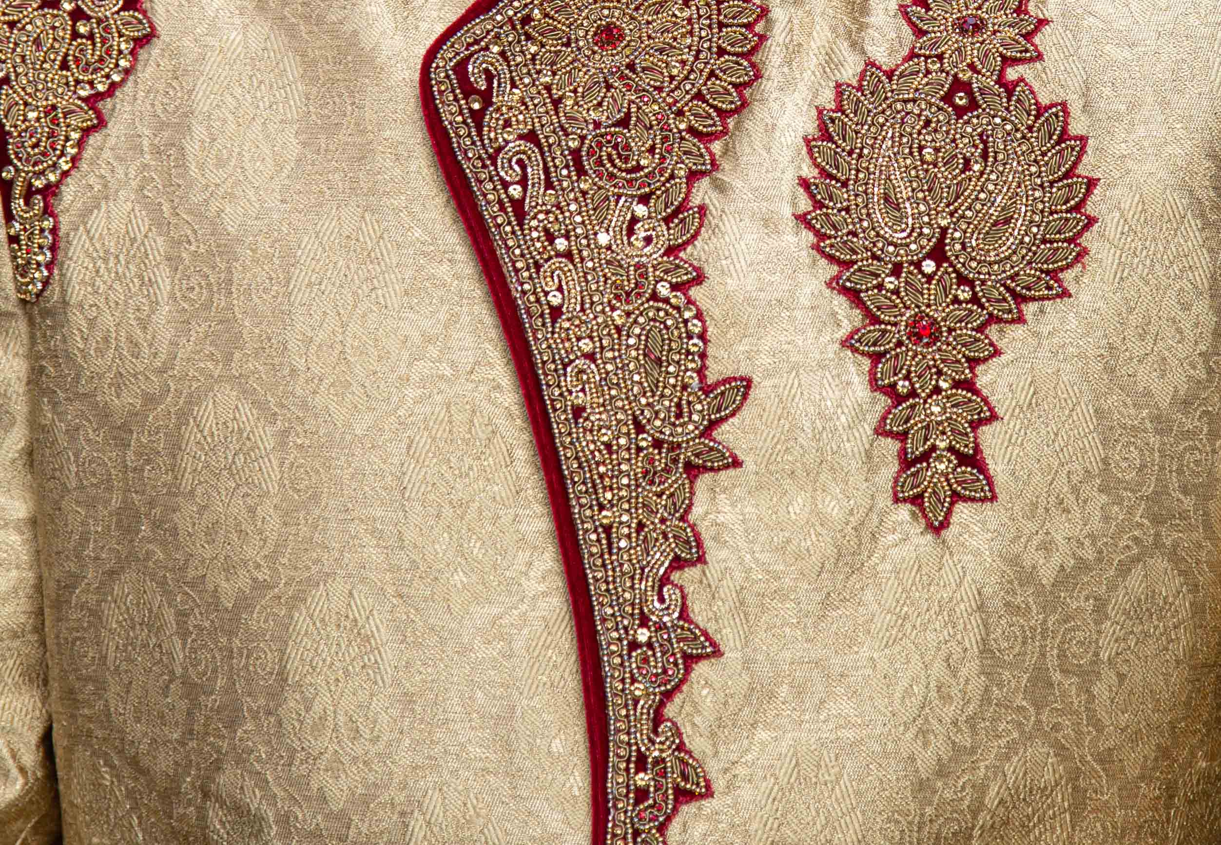 Golden Color Sherwani for Rent