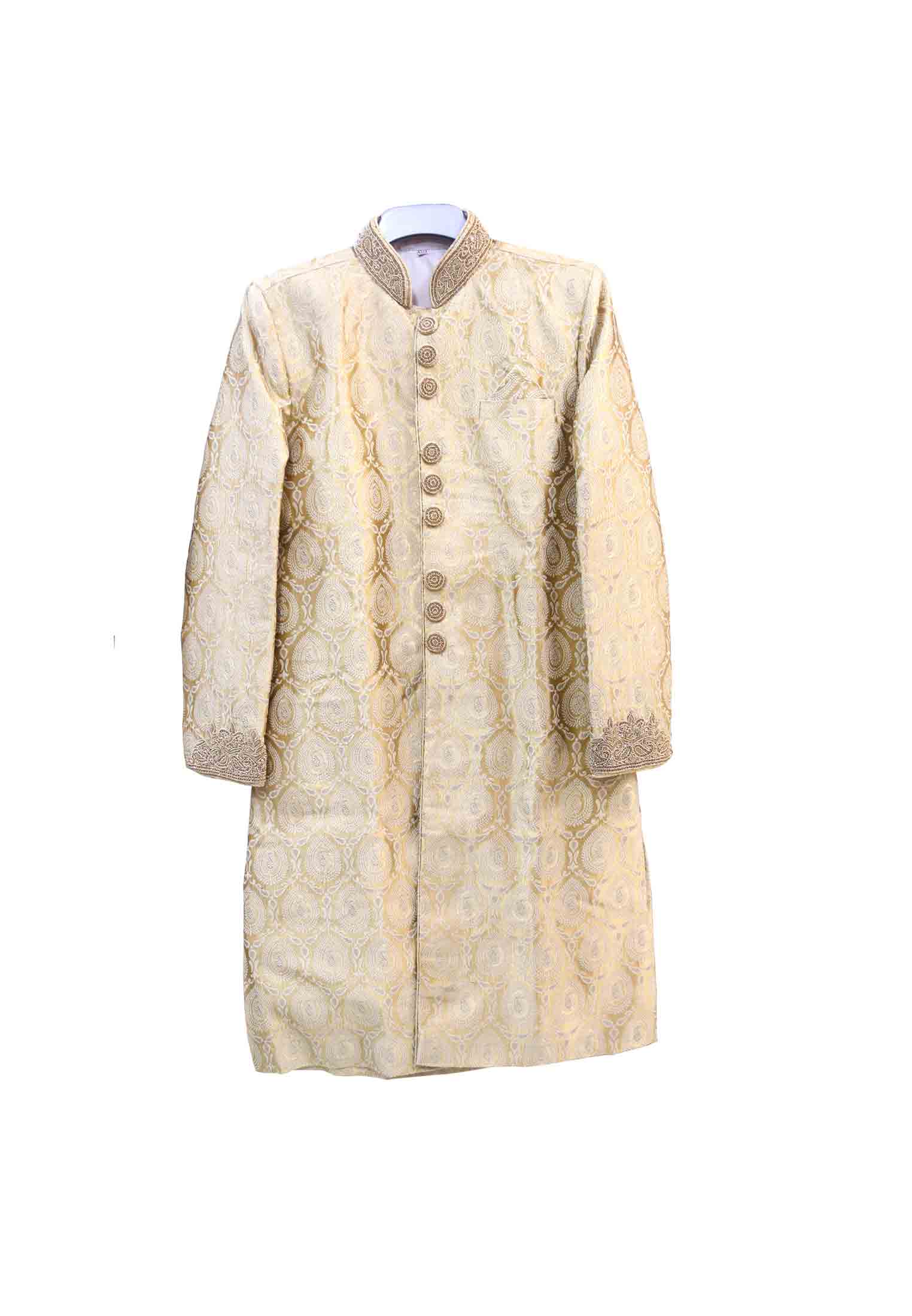 Deep Golden Katan Sherwani