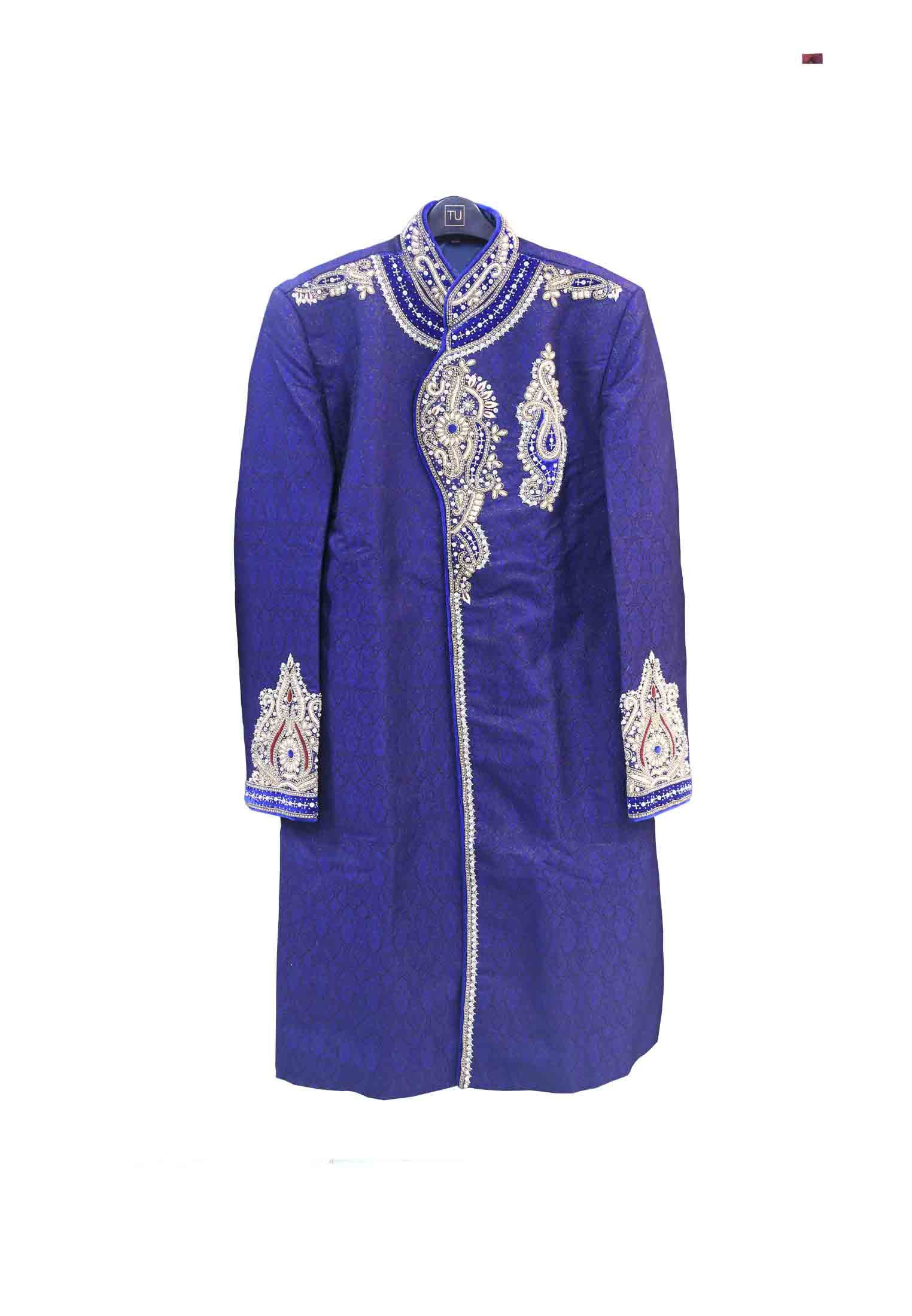 Navy Blue Katan Sherwani