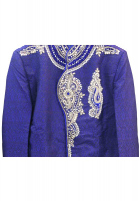 Navy Blue Katan Sherwani