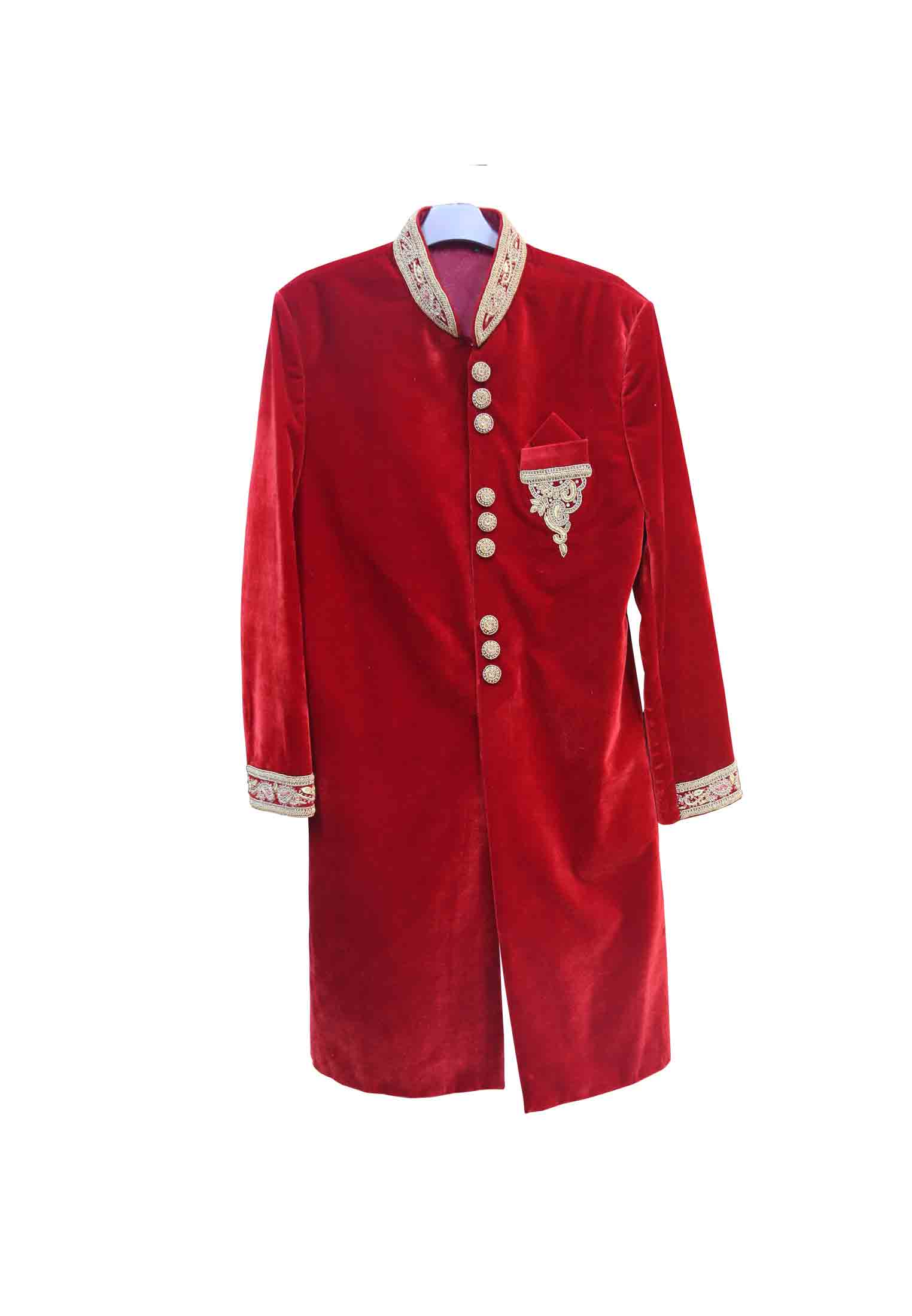 Red Velvet Sherwani