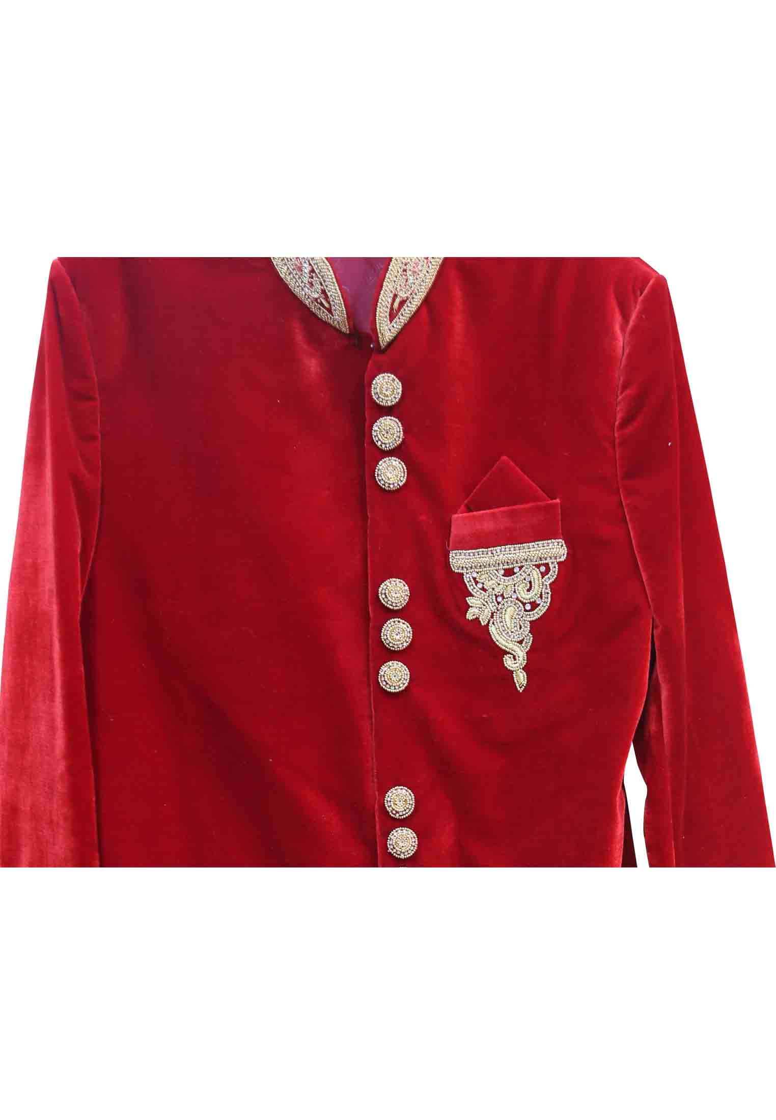 Red Velvet Sherwani