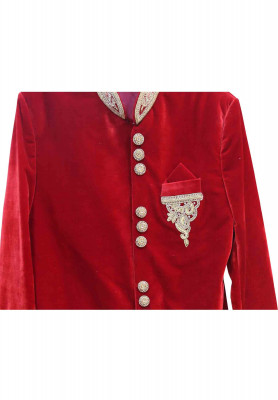 Red Velvet Sherwani