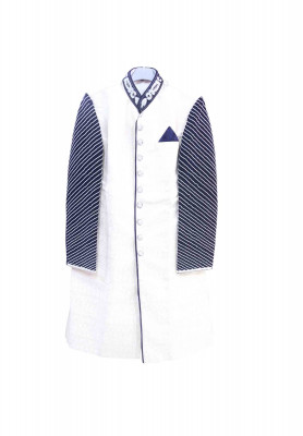 White and Blue Katan Sherwani
