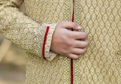 Golden Color Sherwani for Rent