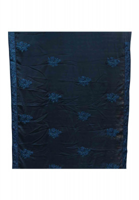 Navy Blue and Sea Green Silk Saree