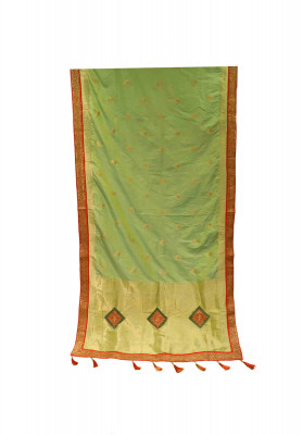 Lemon Colored Katan Saree