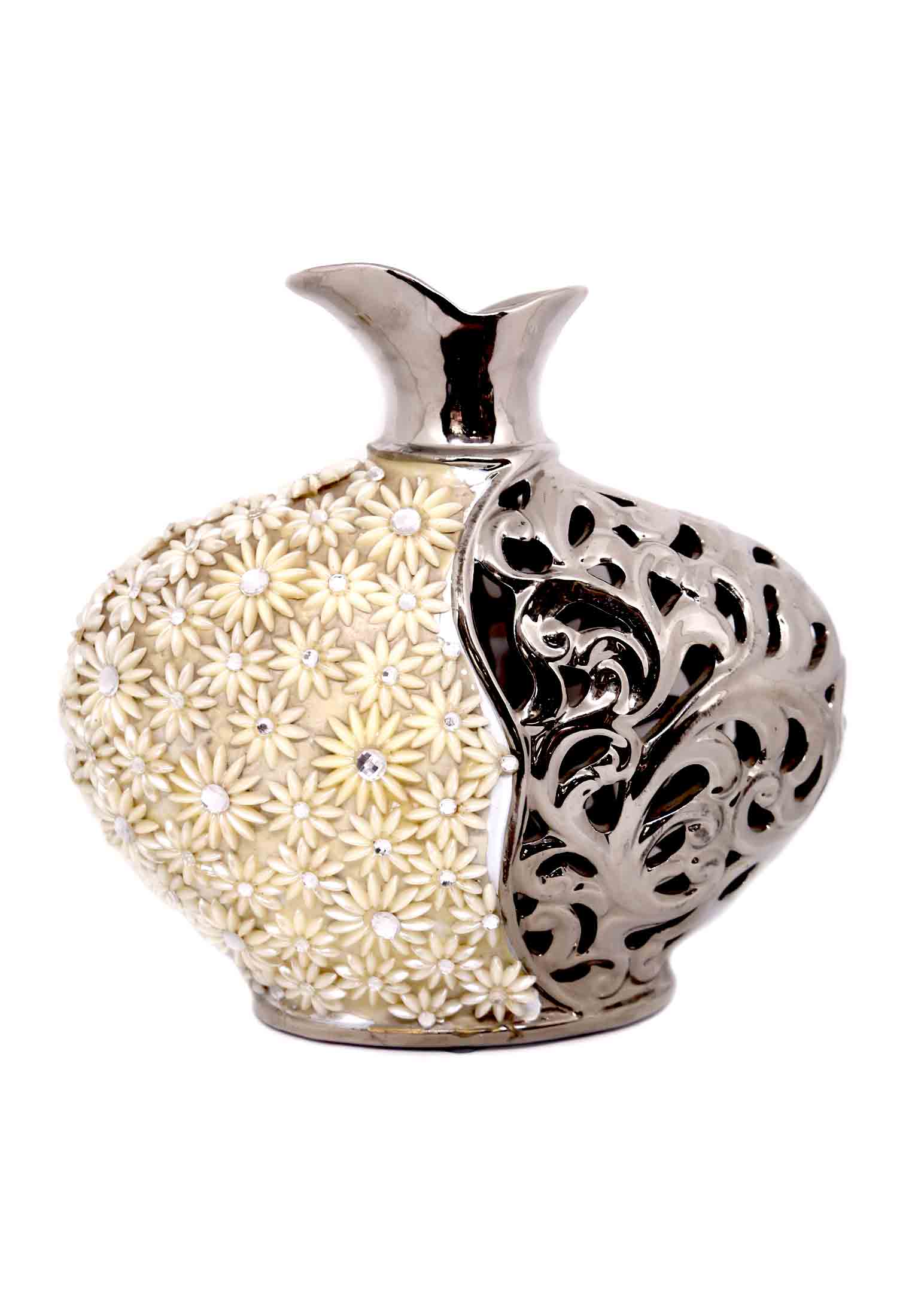 Silver Decorated Flower vase.