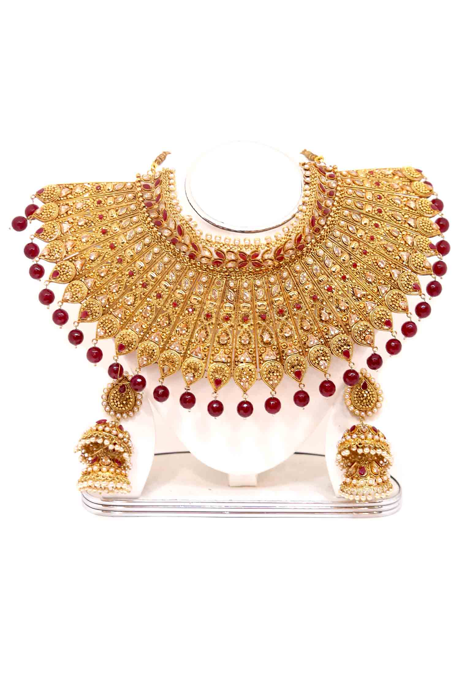 Gold Plated Jarwa Necklace Set