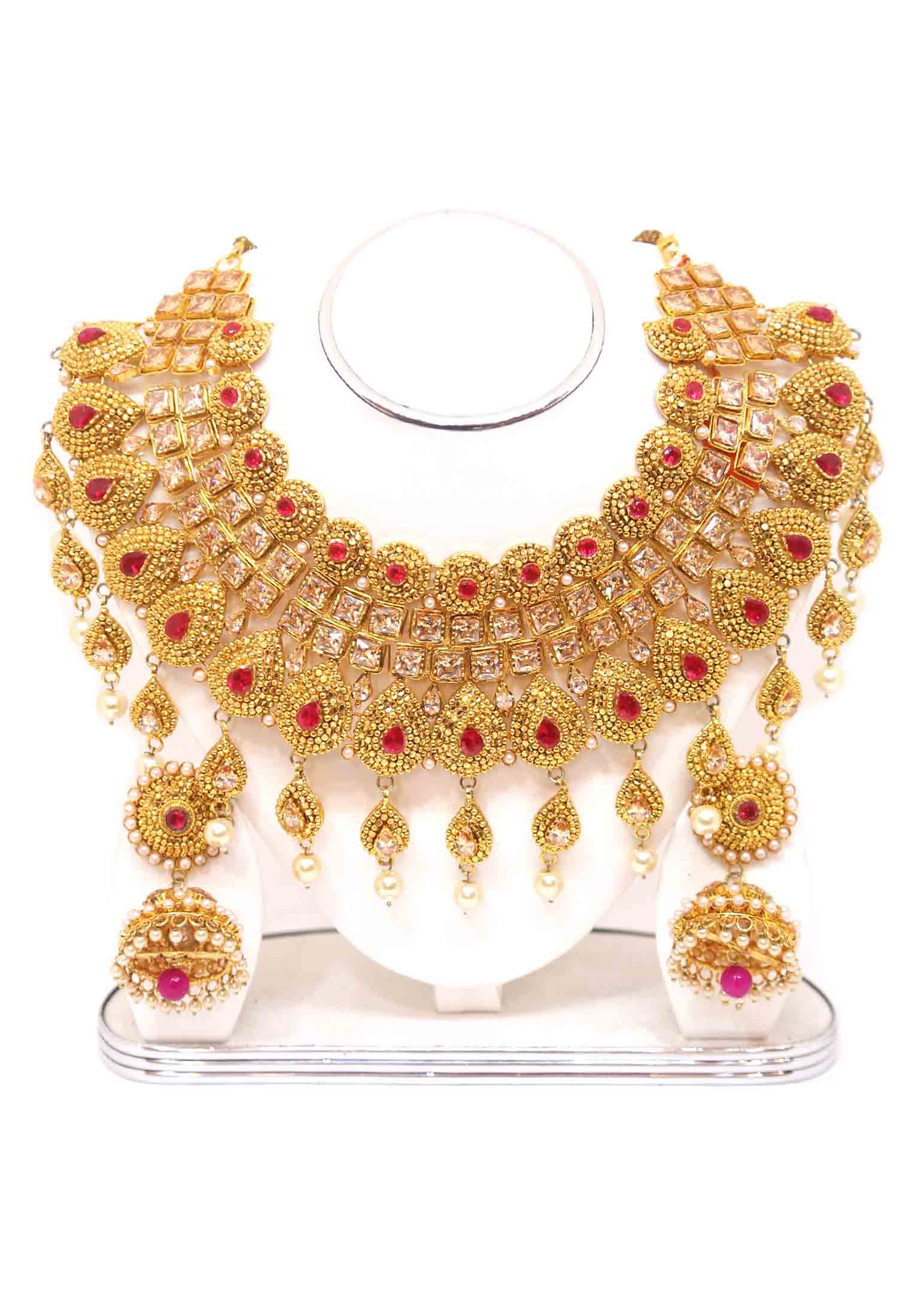  Exculsive Gold Plated Jarwa Necklace Set