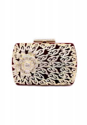 Golden & maroon contrast Party Purse