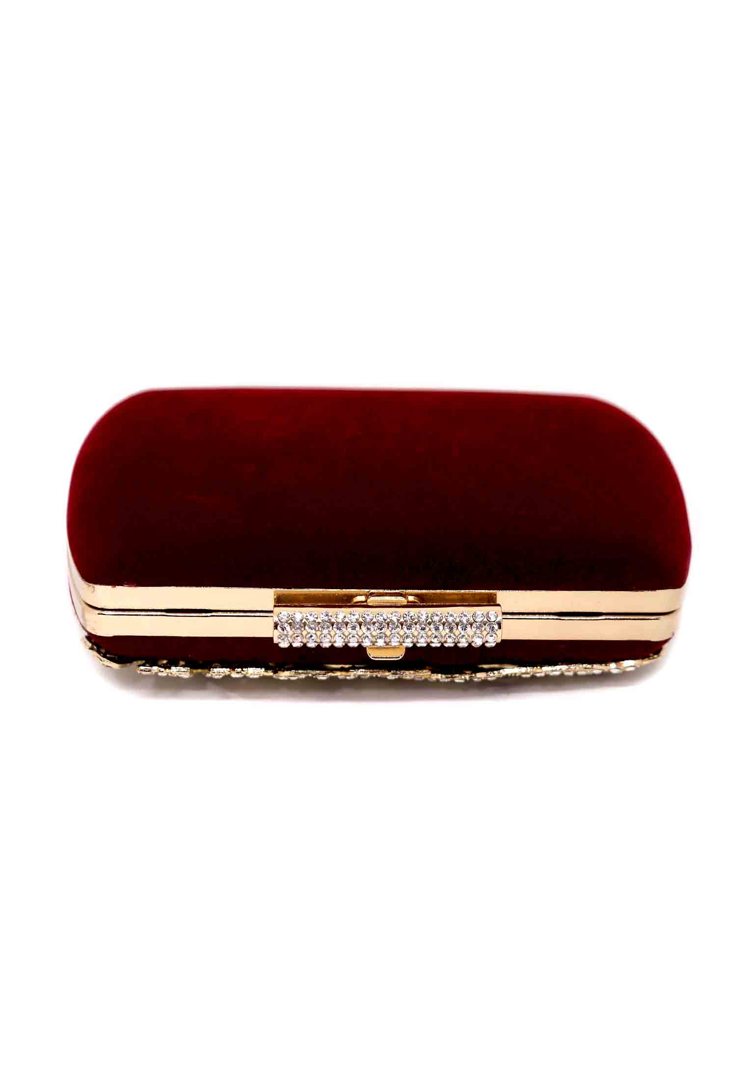 Golden & maroon contrast Party Purse