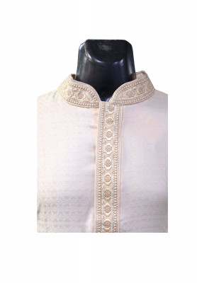 Off-White Soft Katan Panjabi