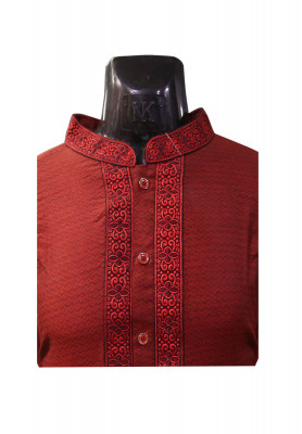  Red Colored Soft Katan Panjabi