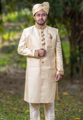  Unique Golden base  Sherwani for Rent