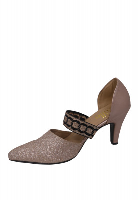 Bronze Pink Artificial Leather Pencil Heel