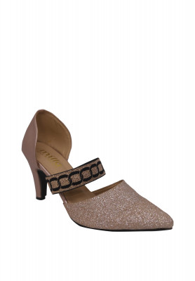 Bronze Pink Artificial Leather Pencil Heel