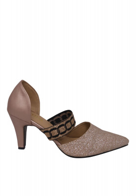 Bronze Pink Artificial Leather Pencil Heel