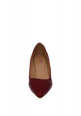 Red Artificial Leather Pencil Heel