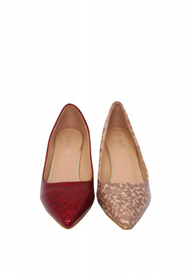Red Artificial Leather Pencil Heel