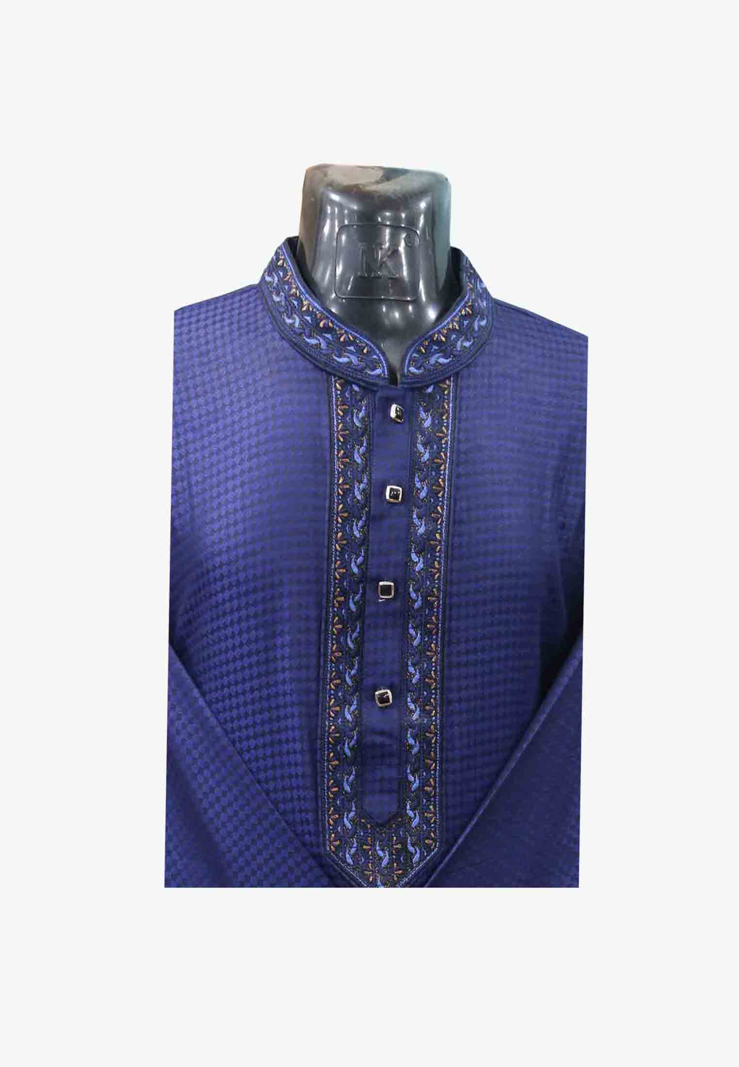 Embroidered Blue Panjabi for Holud