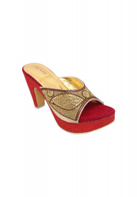 Maroon Box Heel Shoe