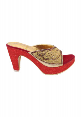 Maroon Box Heel Shoe