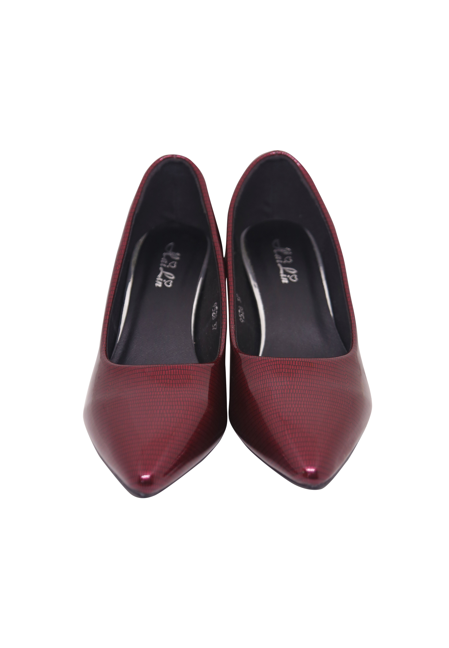 Maroon Pointed Glass Cut Shoe