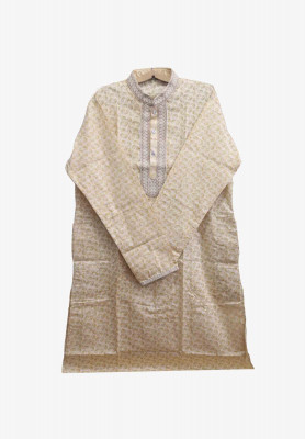Golden Panjabi with Embroidery