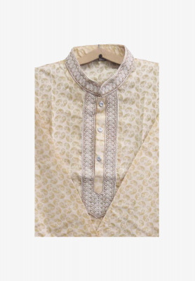 Golden Panjabi with Embroidery
