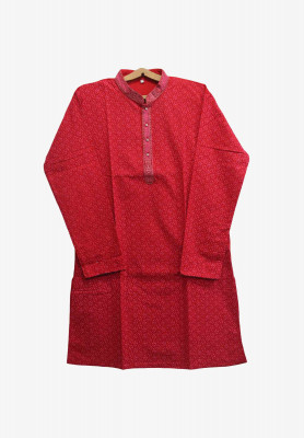 Red Indian Cotton Panjabi