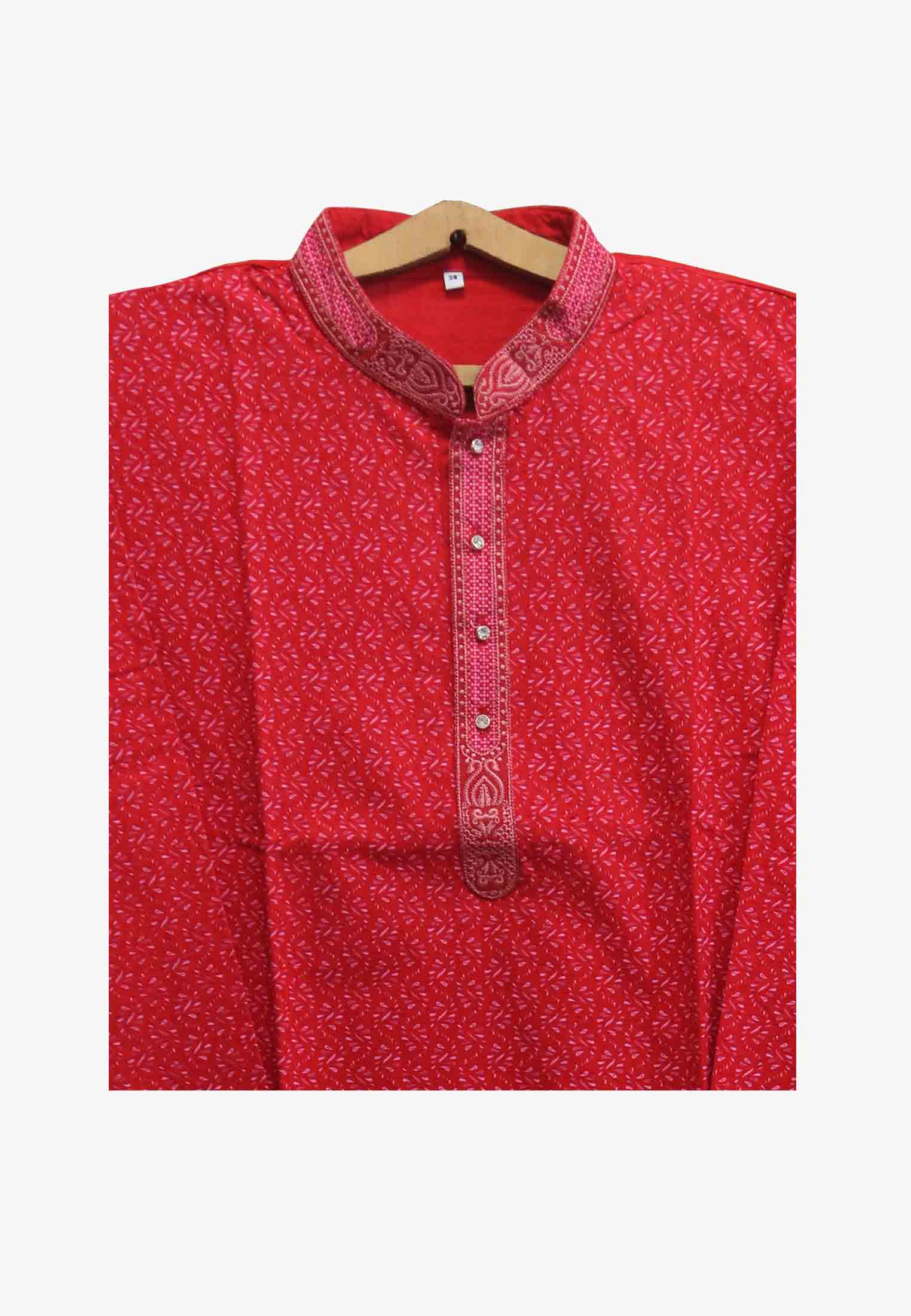 Red Indian Cotton Panjabi