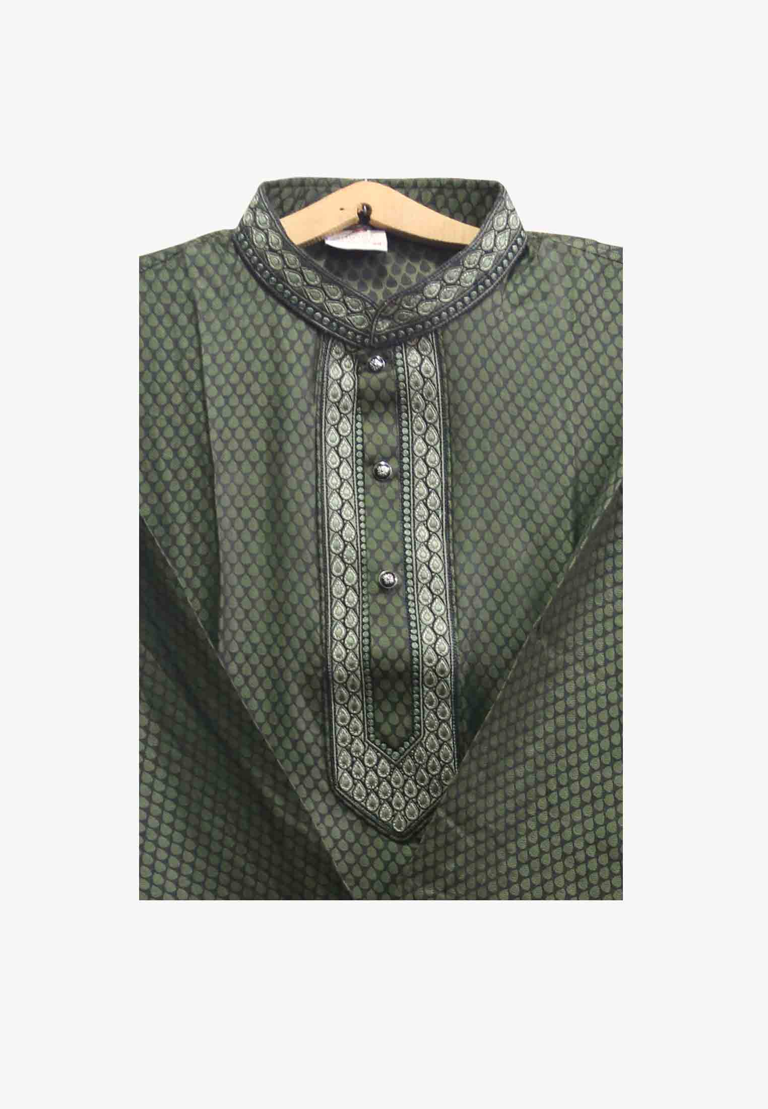 Bottle Green Soft Katan Panjabi