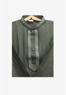 Bottle Green Soft Katan Panjabi
