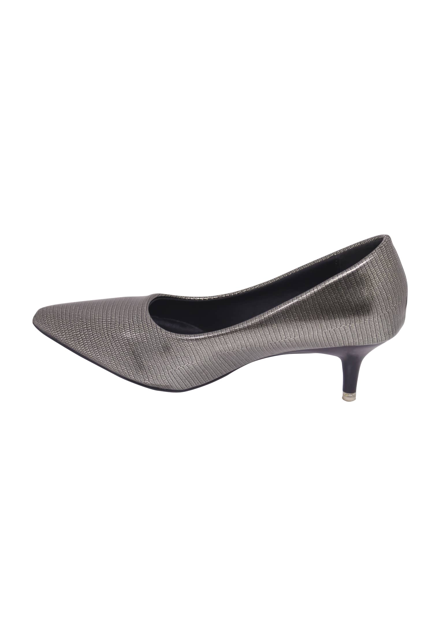 Black Semi Pencil Heel Artificial Leather Shoe