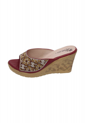 Maroon Artificial leather Box heel 