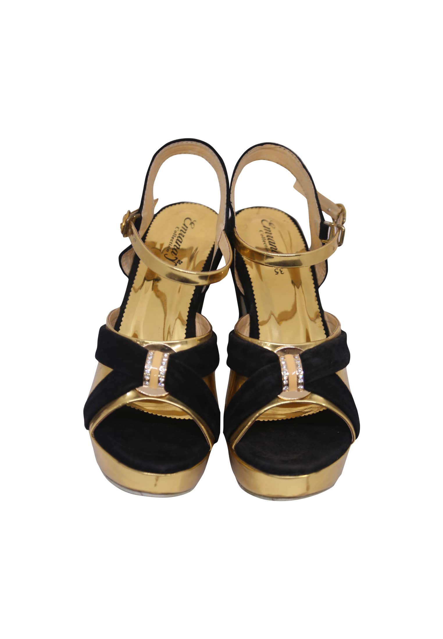 Black & golden Combination High heel