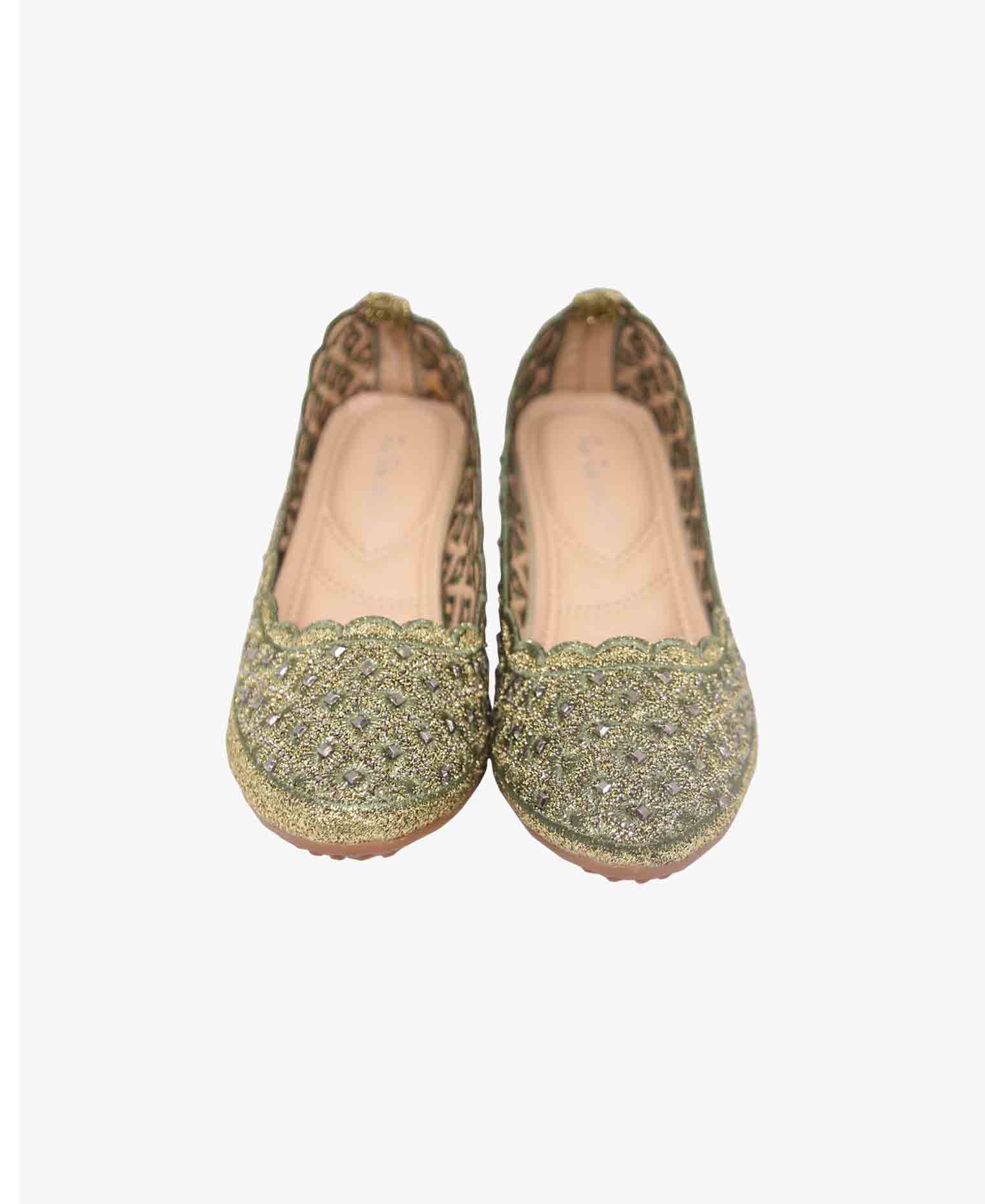 Green Chinese Box Heel Shoe