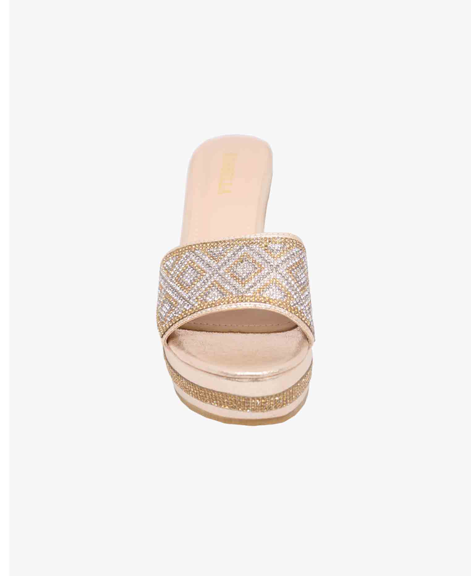 Golden Chinese Balanced Heel Shoe for Women