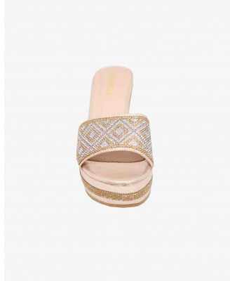 Golden Chinese Balanced Heel Shoe for Women