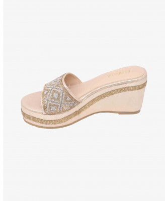 Golden Chinese Balanced Heel Shoe for Women