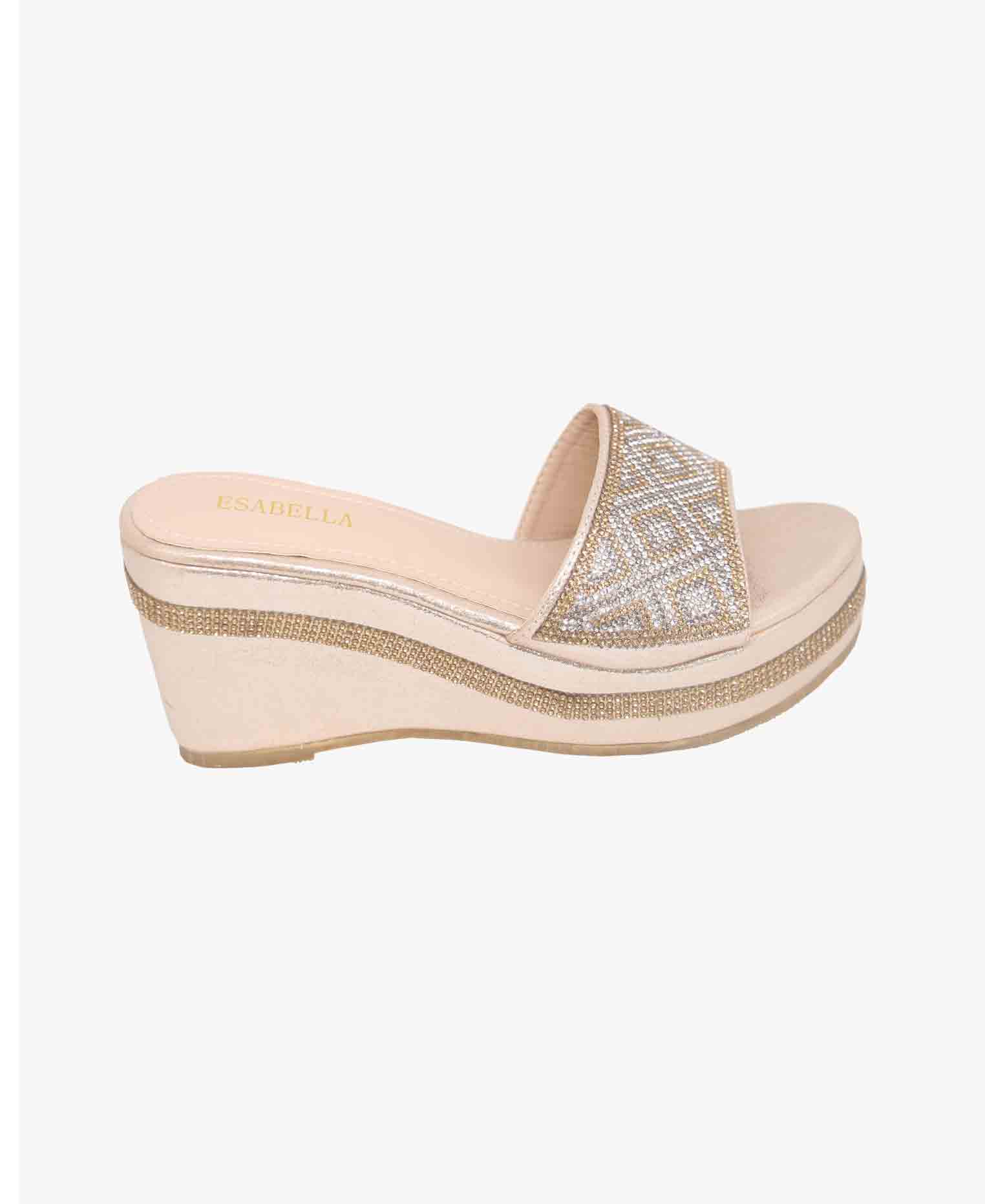 Golden Chinese Balanced Heel Shoe for Women
