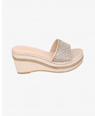 Golden Chinese Balanced Heel Shoe for Women