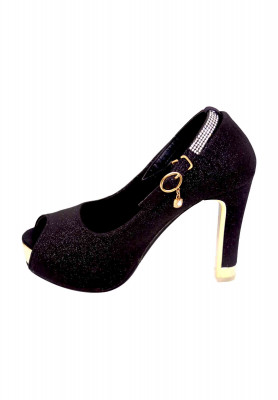 Black High Pencil Heel 