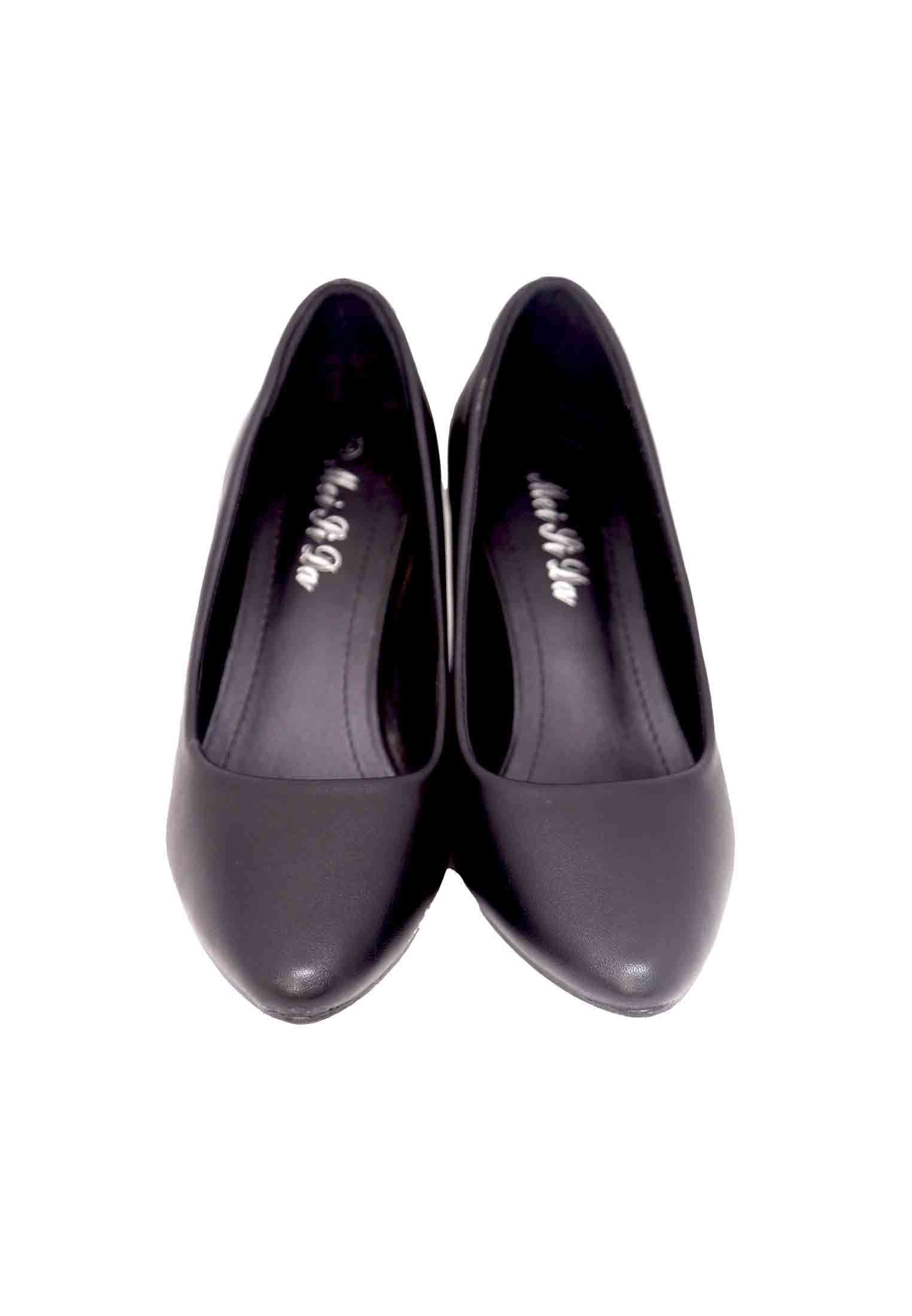 Artificial Leather Black Semi pencil  heel 