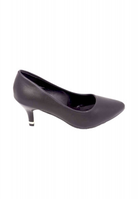 Artificial Leather Black Semi pencil  heel 
