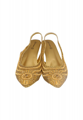 Ladies Special Wedding Party Golden Medium Pencil Heel