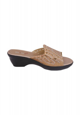 Ladies Special Wedding Party Golden Medium Pencil Heel