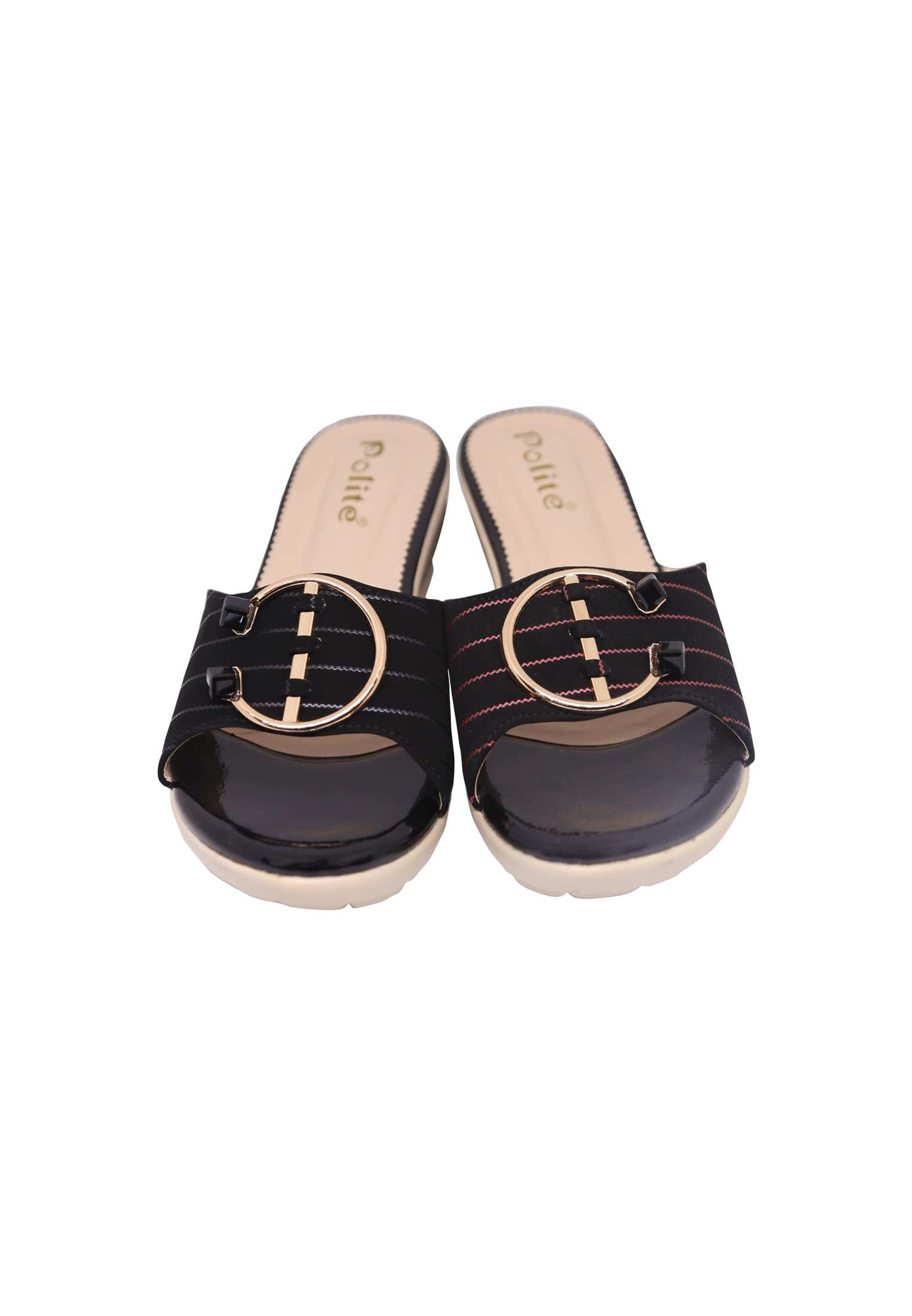 Ladies Special Golden and Black Party Balanced Heel
